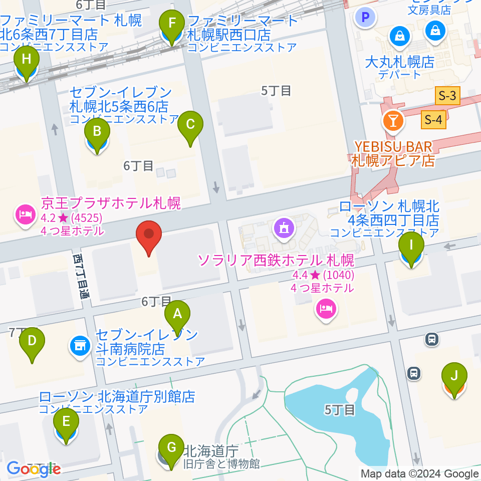 六花亭札幌本店 ふきのとうホール周辺のコンビニエンスストア一覧地図