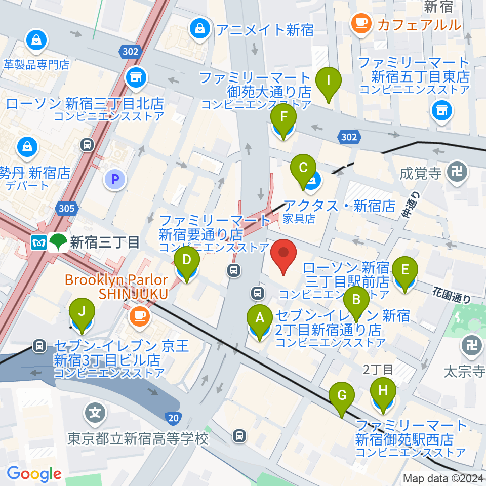 新宿PIT INN周辺のコンビニエンスストア一覧地図