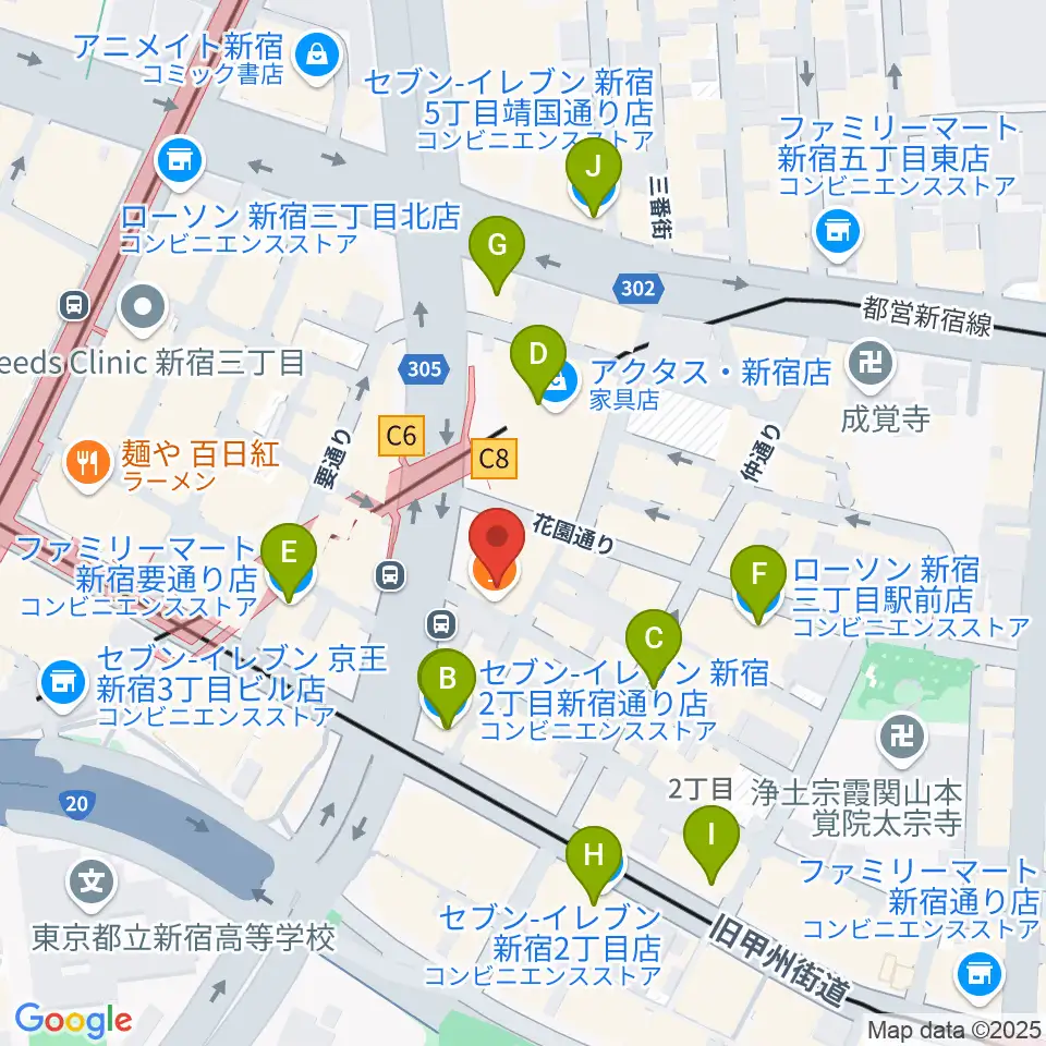 新宿PIT INN周辺のコンビニエンスストア一覧地図