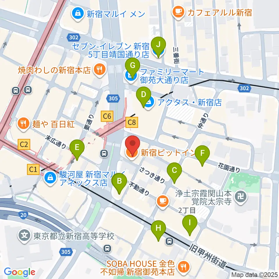 新宿PIT INN周辺のコンビニエンスストア一覧地図