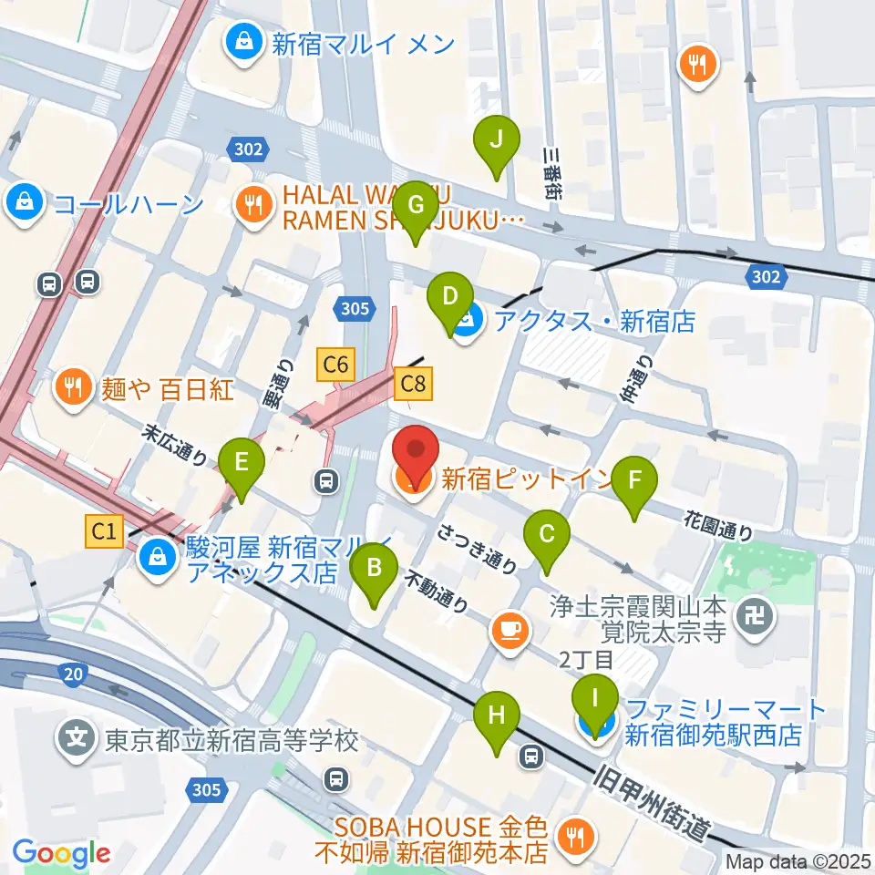 新宿PIT INN周辺のコンビニエンスストア一覧地図
