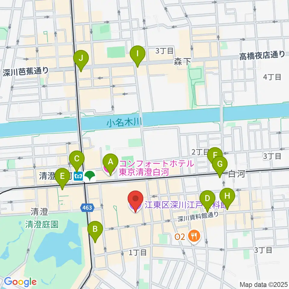 深川江戸資料館周辺のコンビニエンスストア一覧地図
