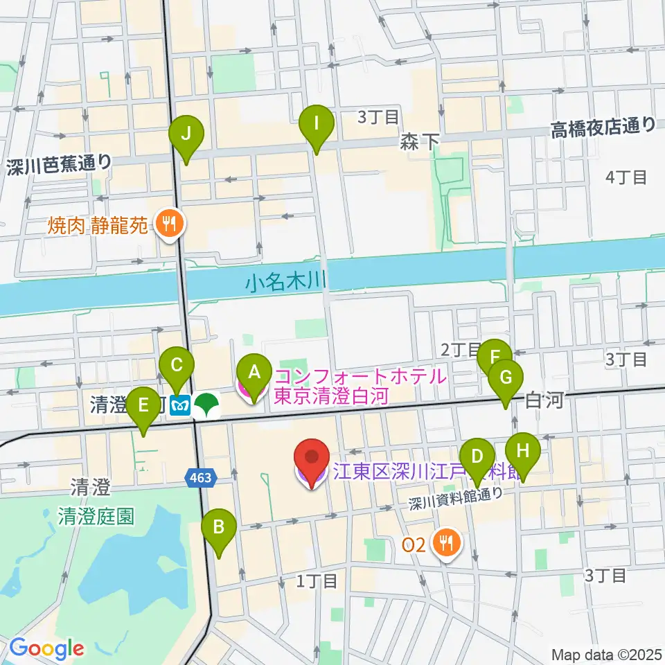 深川江戸資料館周辺のコンビニエンスストア一覧地図