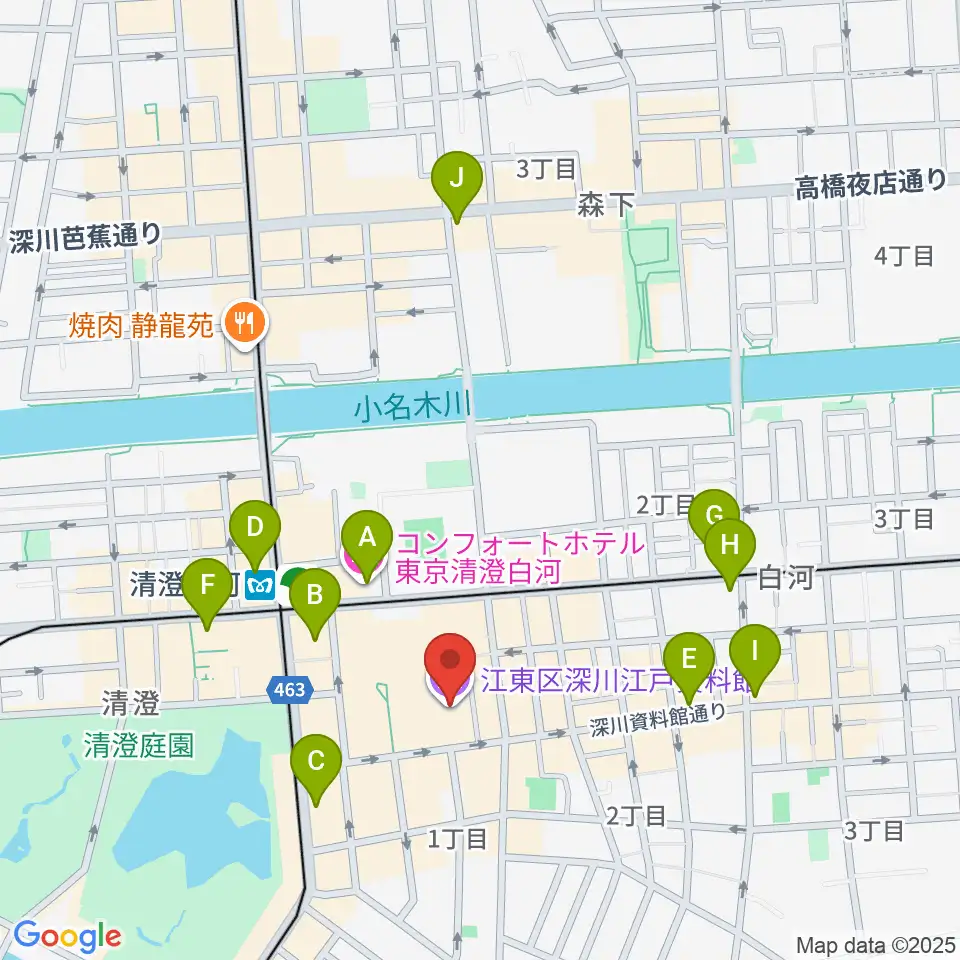 深川江戸資料館周辺のコンビニエンスストア一覧地図