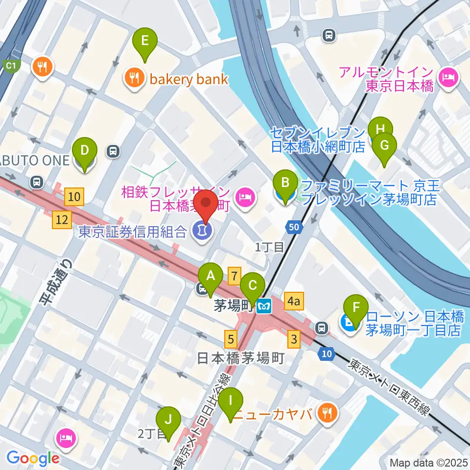 東京証券会館ホール周辺のコンビニエンスストア一覧地図