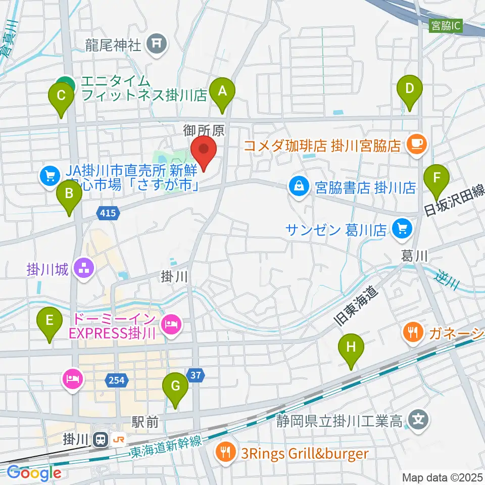 掛川市生涯学習センター周辺のコンビニエンスストア一覧地図