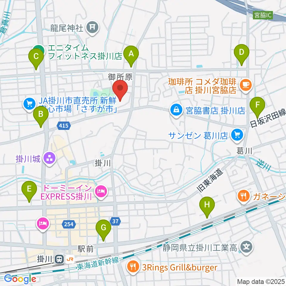 掛川市生涯学習センター周辺のコンビニエンスストア一覧地図
