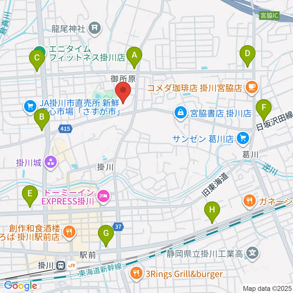 掛川市生涯学習センター周辺のコンビニエンスストア一覧地図