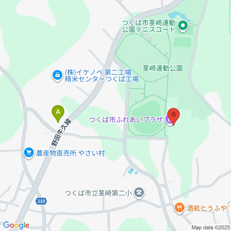 つくば市ふれあいプラザ周辺のコンビニエンスストア一覧地図