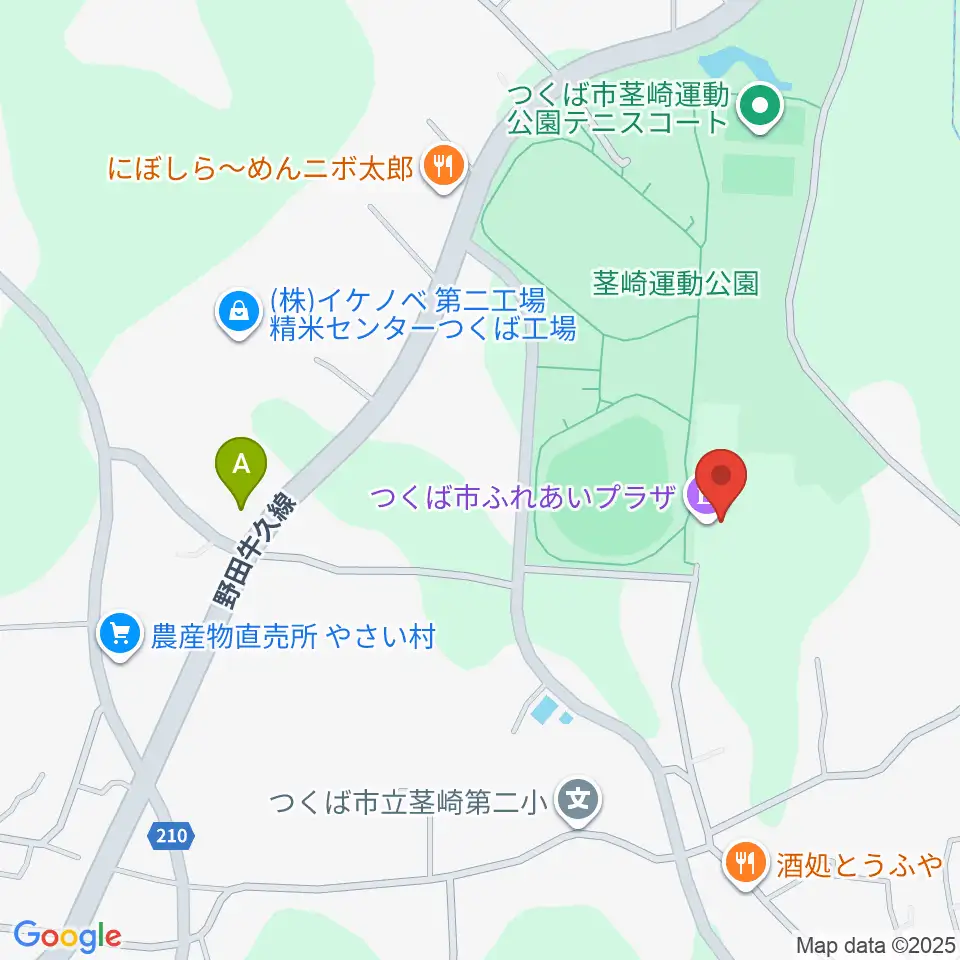 つくば市ふれあいプラザ周辺のコンビニエンスストア一覧地図