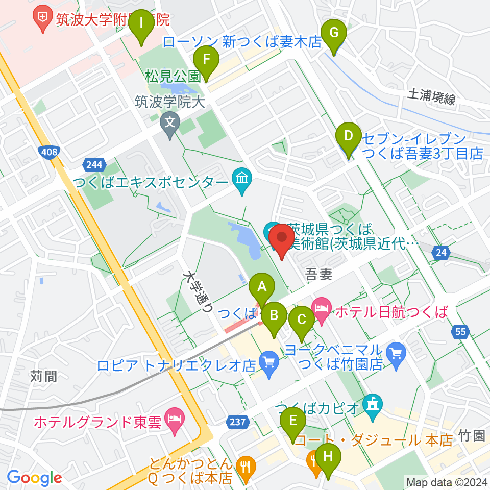 つくば文化会館アルス周辺のコンビニエンスストア一覧地図