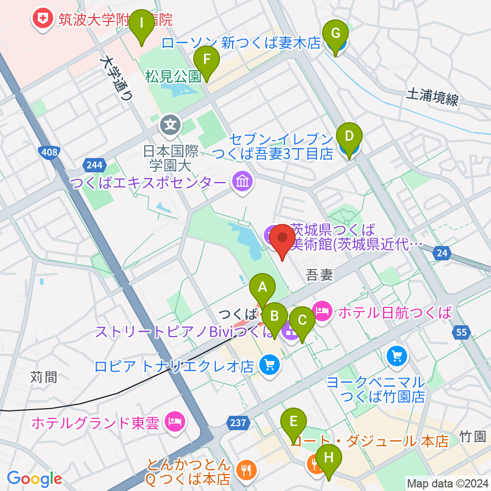 つくば文化会館アルス周辺のコンビニエンスストア一覧地図