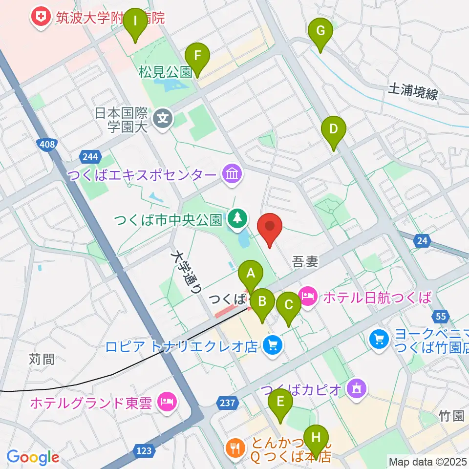 つくば文化会館アルス周辺のコンビニエンスストア一覧地図