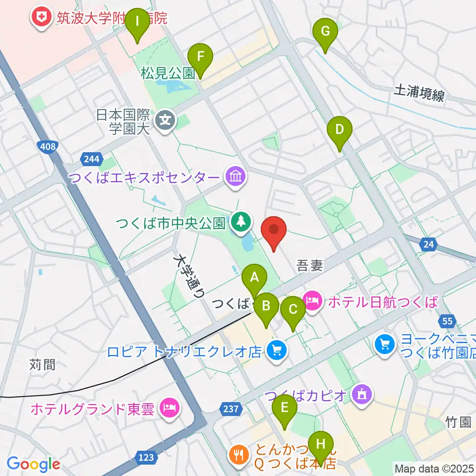 つくば文化会館アルス周辺のコンビニエンスストア一覧地図