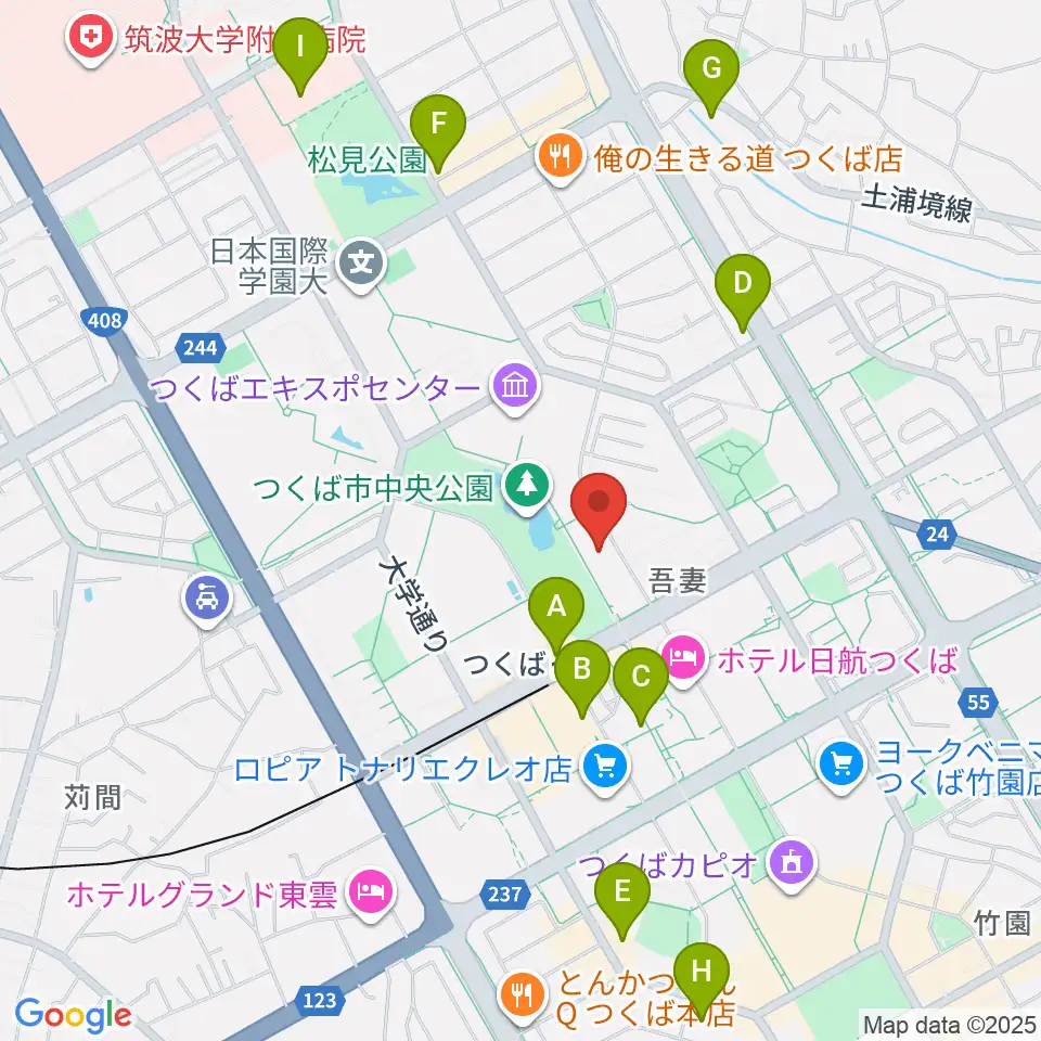 つくば文化会館アルス周辺のコンビニエンスストア一覧地図