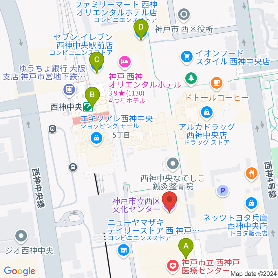 神戸市西区文化センター周辺のコンビニエンスストア一覧地図
