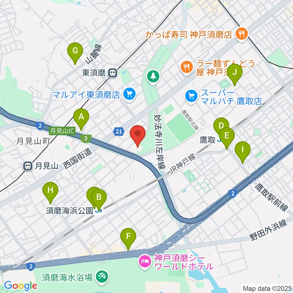 神戸市立須磨区文化センター周辺のコンビニエンスストア一覧地図