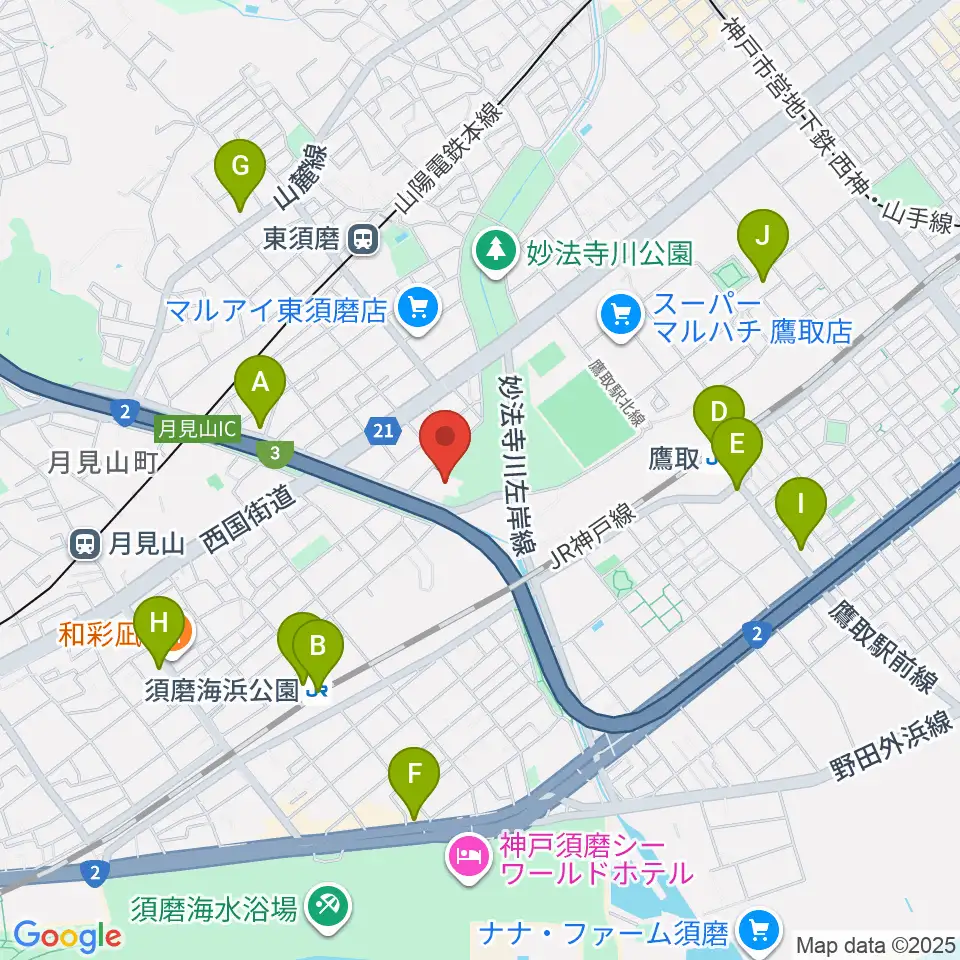 神戸市立須磨区文化センター周辺のコンビニエンスストア一覧地図