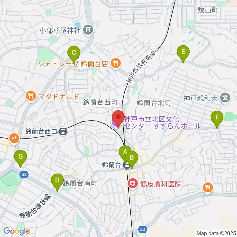 神戸市立北区文化センター周辺のコンビニエンスストア一覧地図