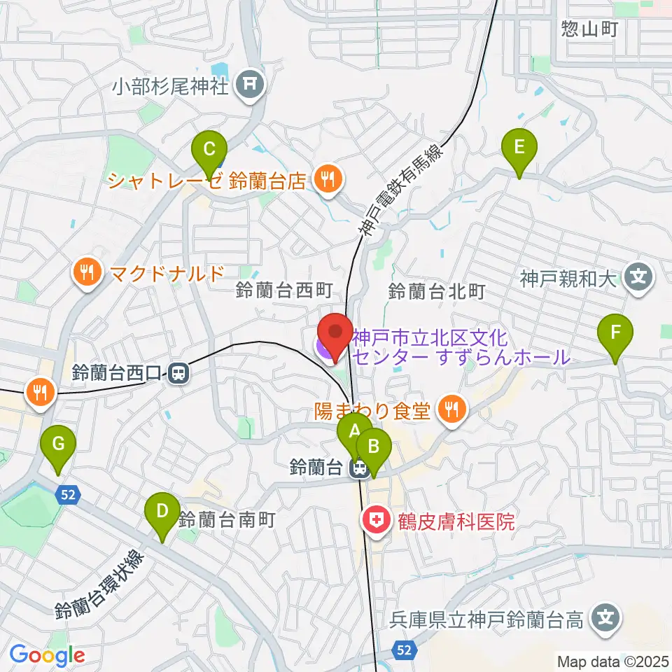 神戸市立北区文化センター周辺のコンビニエンスストア一覧地図