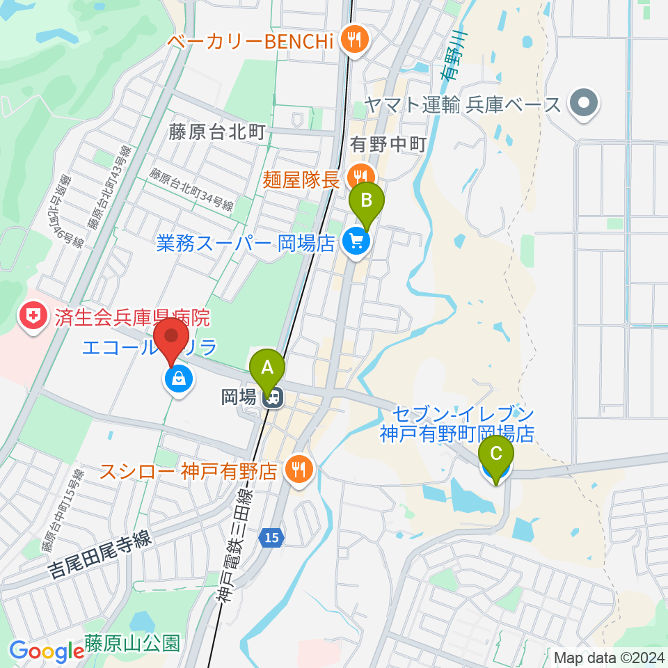 北神区文化センター ありまホール周辺のコンビニエンスストア一覧地図