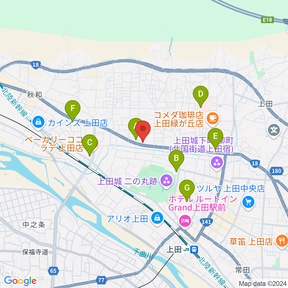 サンピアン 上田店周辺のコンビニエンスストア一覧地図