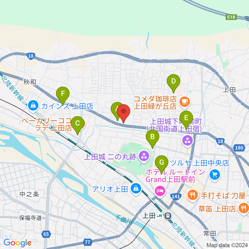 サンピアン 上田店周辺のコンビニエンスストア一覧地図