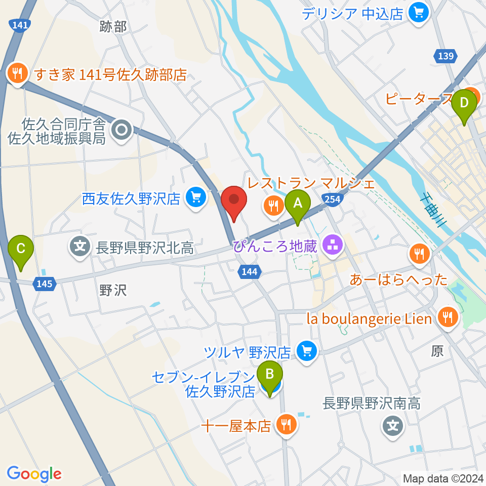 サンピアン佐久店周辺のコンビニエンスストア一覧地図