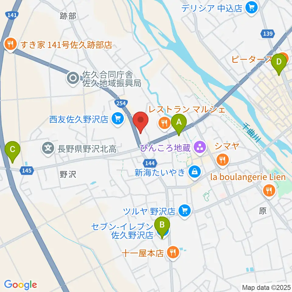 サンピアン佐久店周辺のコンビニエンスストア一覧地図
