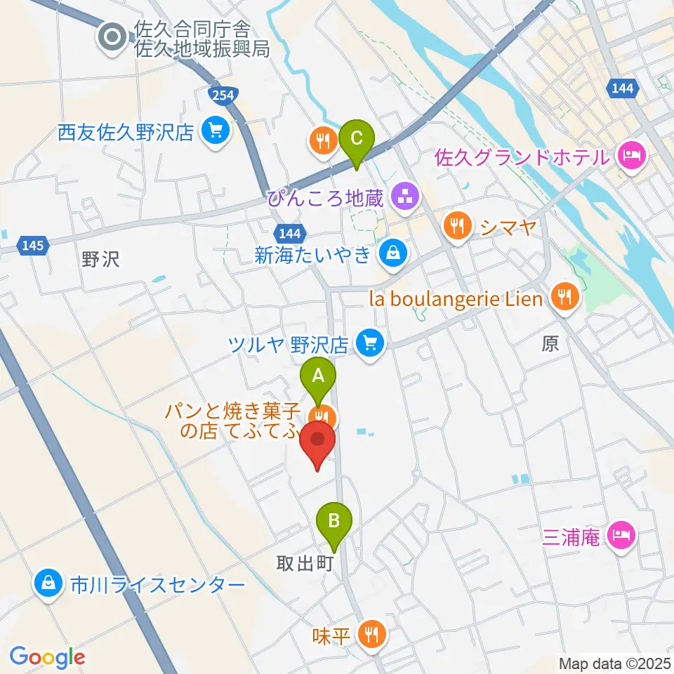 佐久市生涯学習センター野沢会館周辺のコンビニエンスストア一覧地図