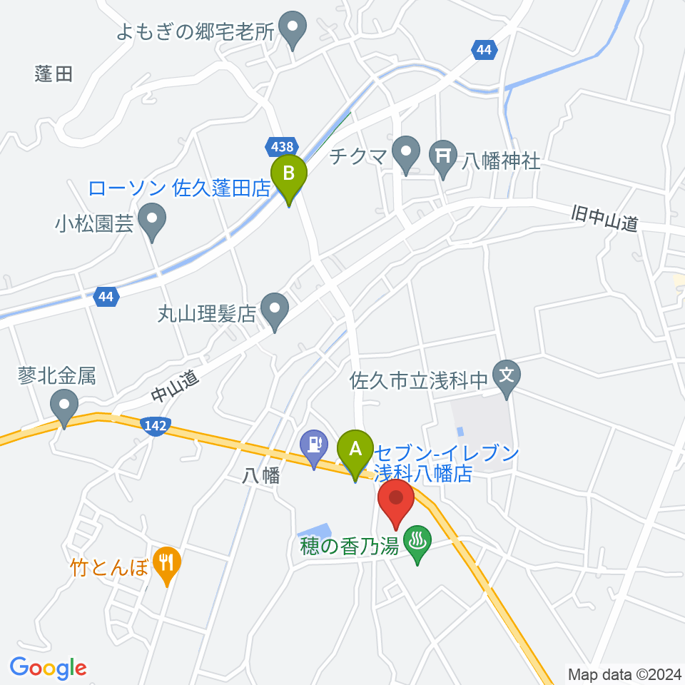 佐久市交流文化館浅科周辺のコンビニエンスストア一覧地図