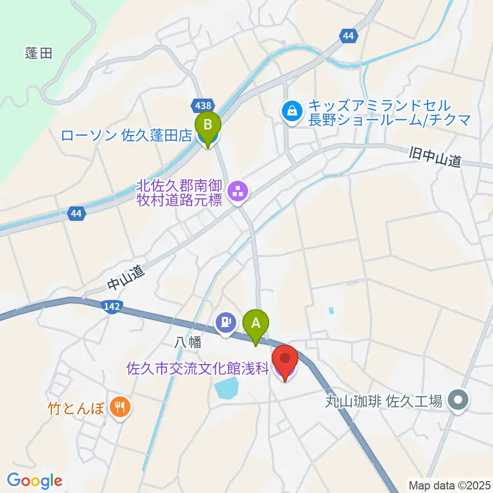 佐久市交流文化館浅科周辺のコンビニエンスストア一覧地図