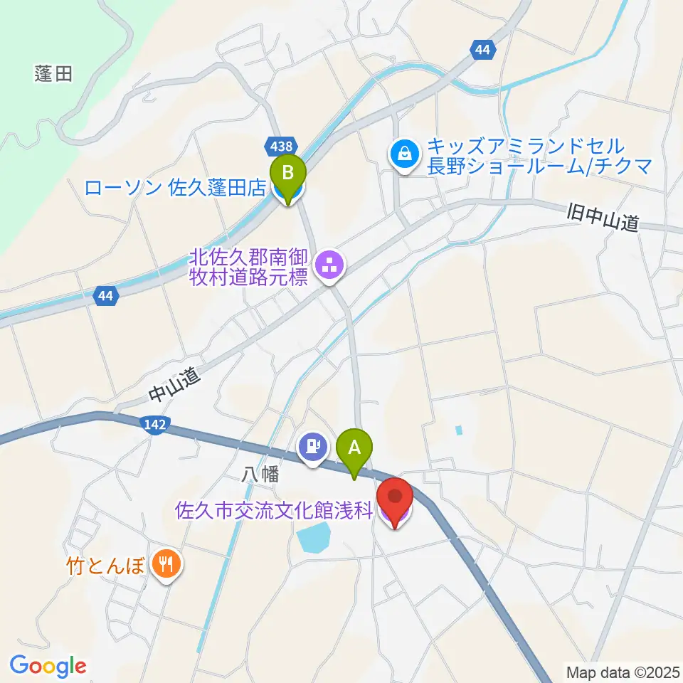 佐久市交流文化館浅科周辺のコンビニエンスストア一覧地図