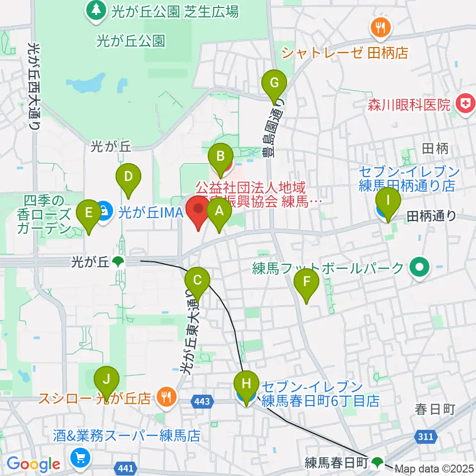 光が丘美術館周辺のコンビニエンスストア一覧地図
