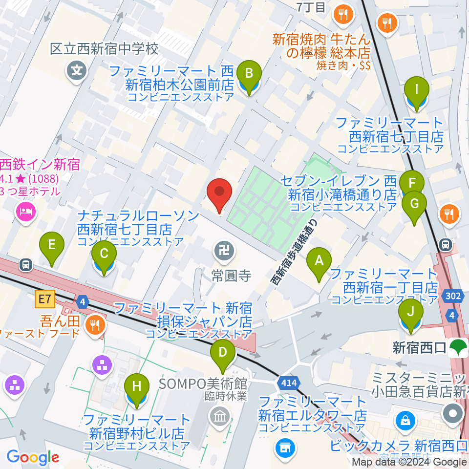 新宿21世紀周辺のコンビニエンスストア一覧地図