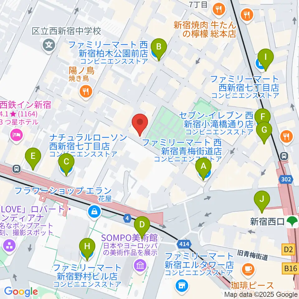 新宿21世紀周辺のコンビニエンスストア一覧地図