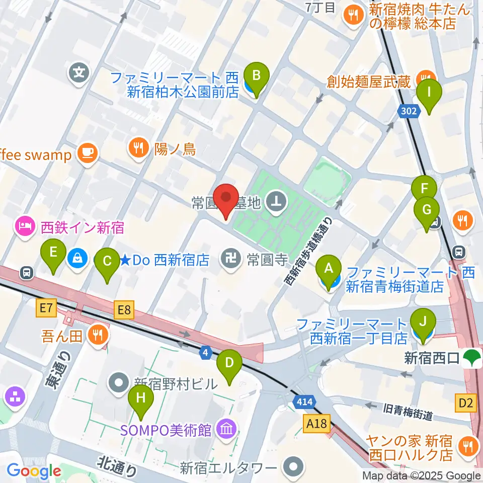 新宿21世紀周辺のコンビニエンスストア一覧地図