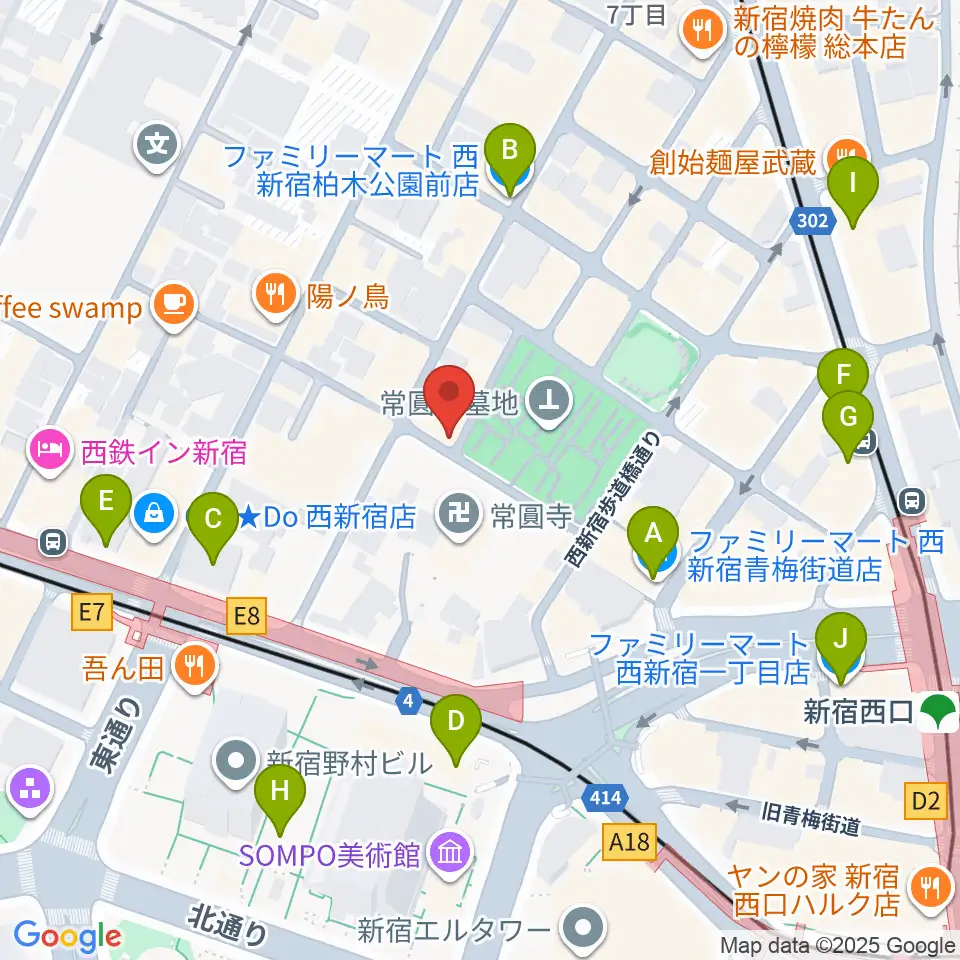 新宿21世紀周辺のコンビニエンスストア一覧地図
