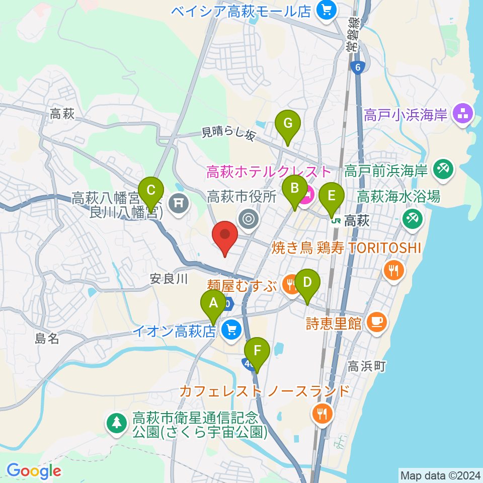 高萩市文化会館周辺のコンビニエンスストア一覧地図