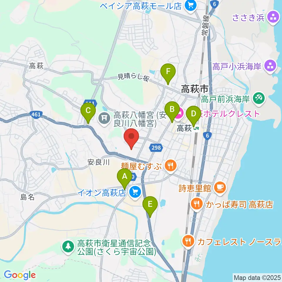 高萩市文化会館周辺のコンビニエンスストア一覧地図