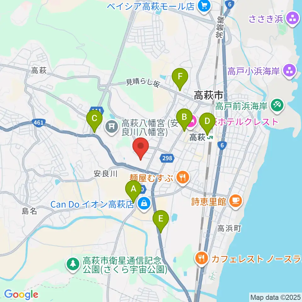 高萩市文化会館周辺のコンビニエンスストア一覧地図