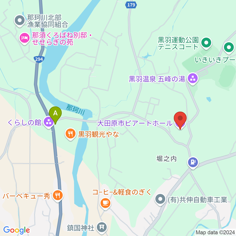 大田原市ピアートホール周辺のコンビニエンスストア一覧地図