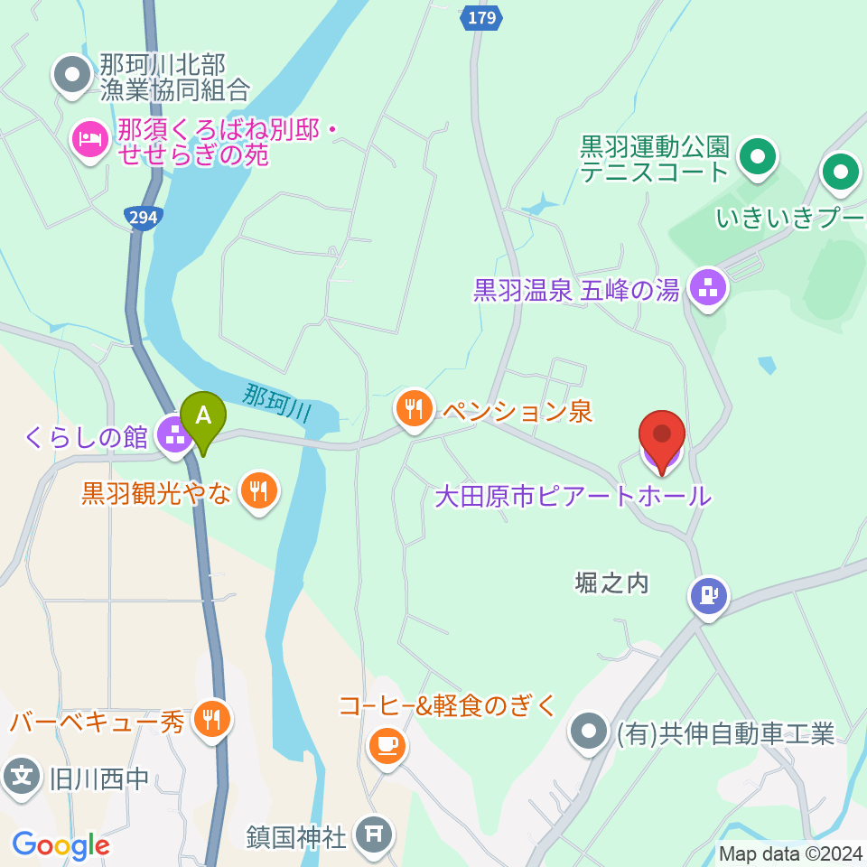 大田原市ピアートホール周辺のコンビニエンスストア一覧地図