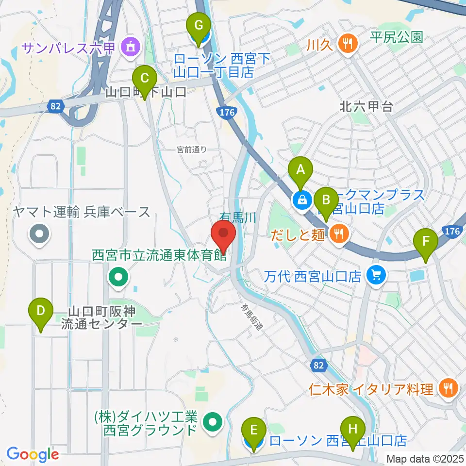西宮市山口ホール周辺のコンビニエンスストア一覧地図