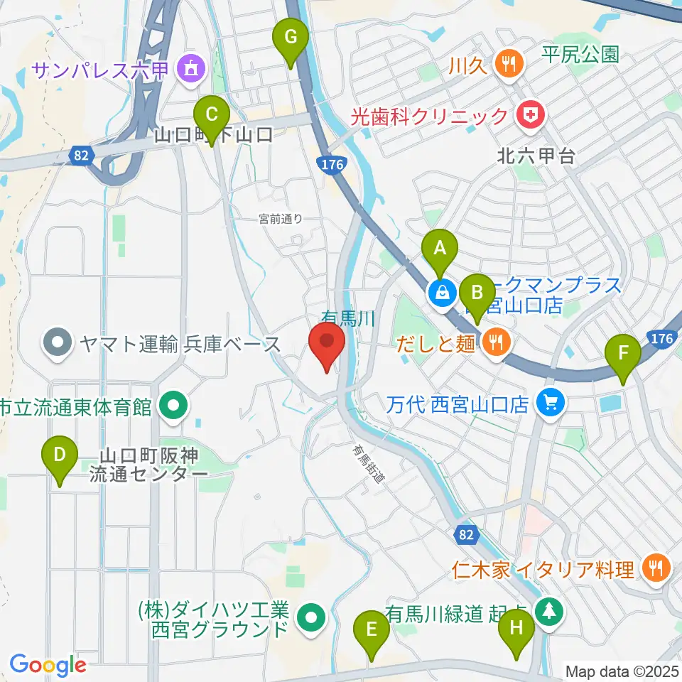 西宮市山口ホール周辺のコンビニエンスストア一覧地図