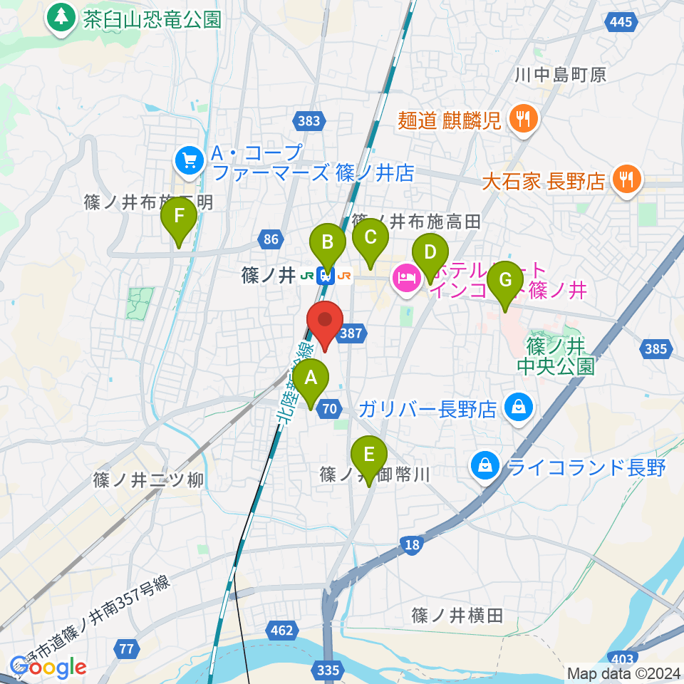 篠ノ井交流センター周辺のコンビニエンスストア一覧地図