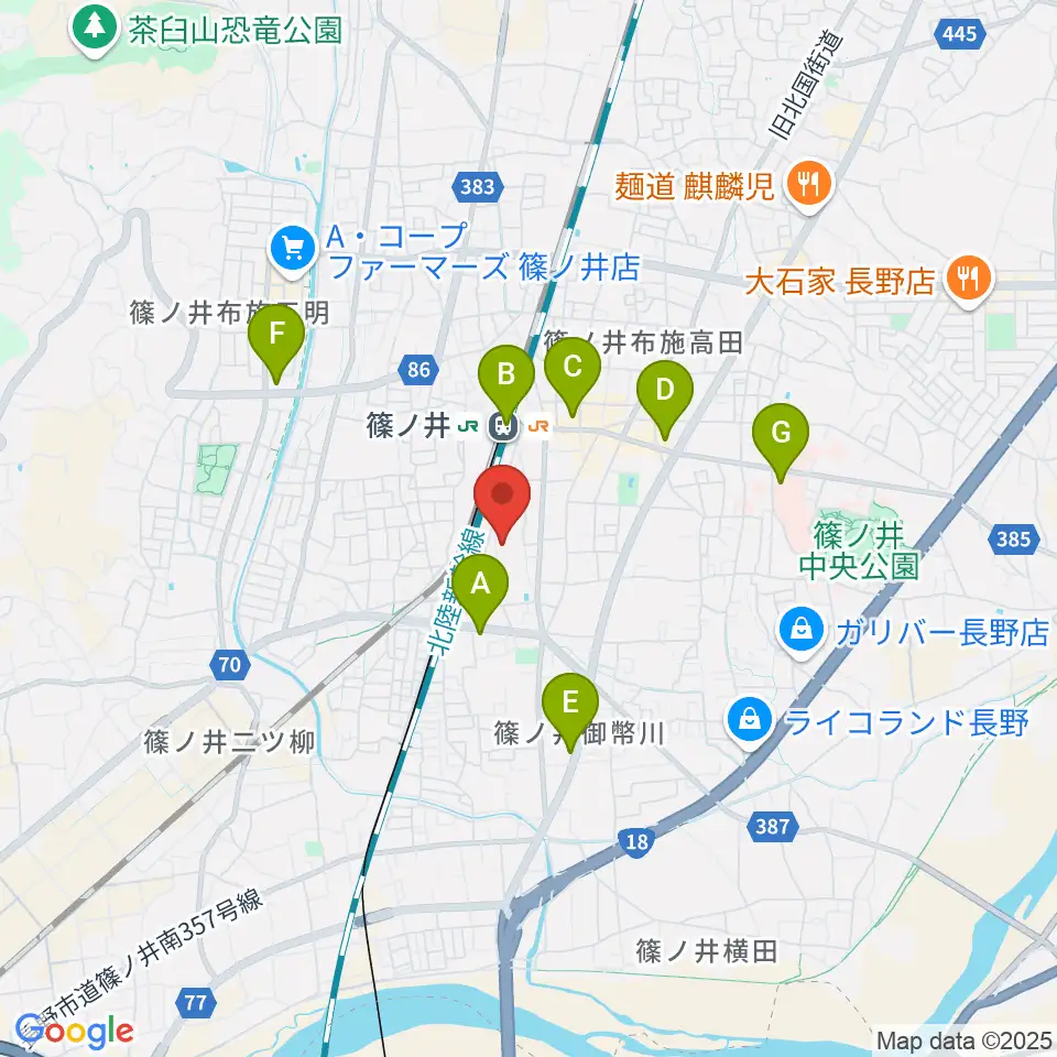 篠ノ井交流センター周辺のコンビニエンスストア一覧地図