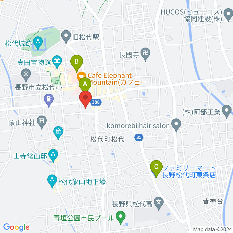長野市松代文化ホール周辺のコンビニエンスストア一覧地図