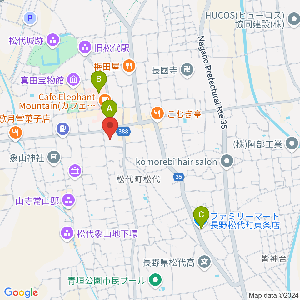 長野市松代文化ホール周辺のコンビニエンスストア一覧地図