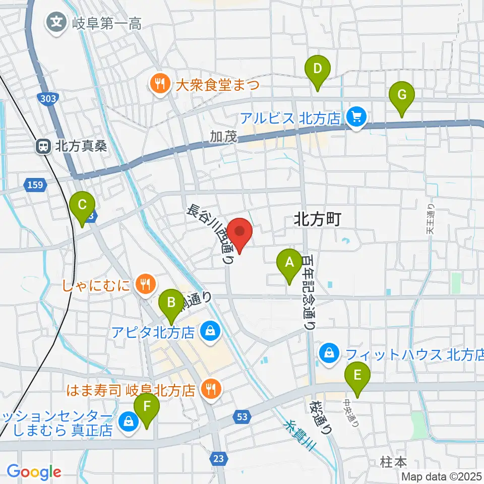 北方町ホリモク生涯学習センターきらり周辺のコンビニエンスストア一覧地図